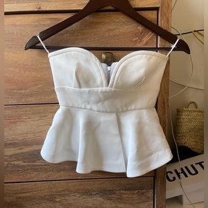 Nicholas white strapless bustier top with open back